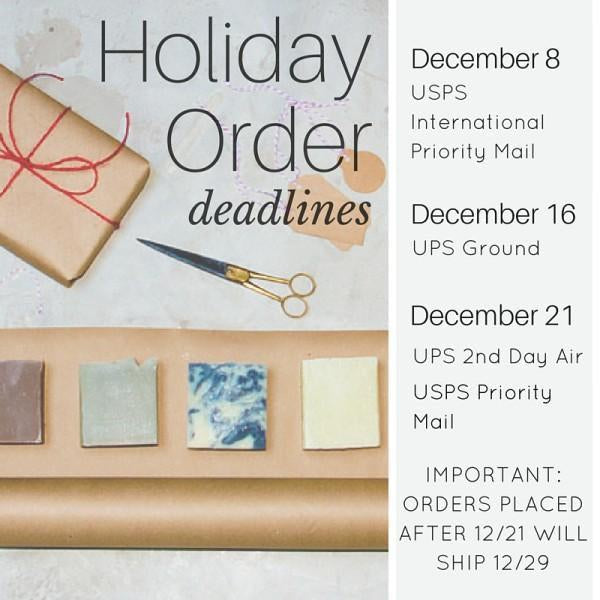 Etta + Billie Holiday Shipping Deadlines