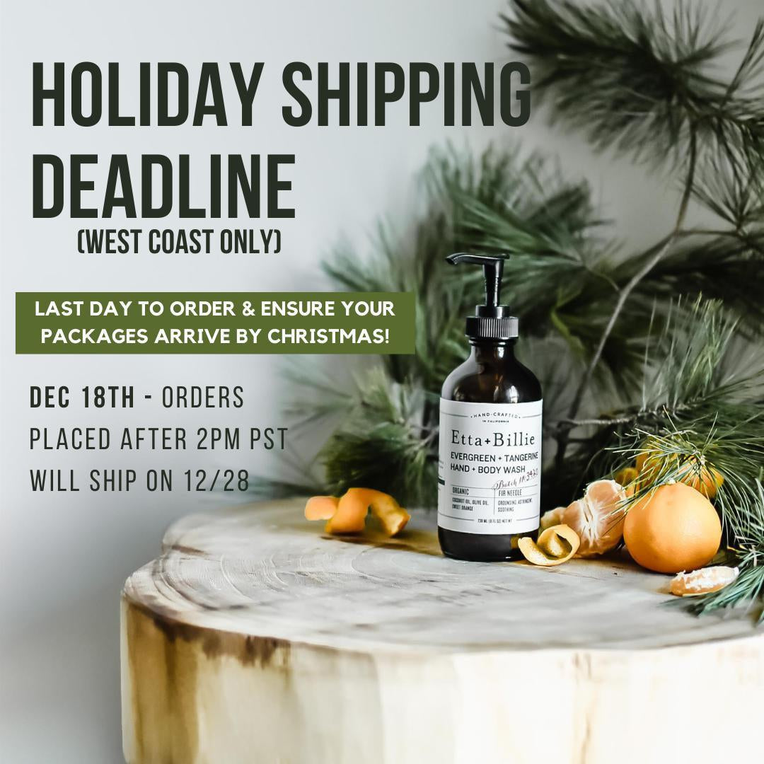 Holiday Shipping Deadline 2020- West Coast