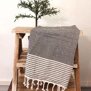 Black Diamond Organic Cotton Turkish Hand Towel-Hand Towel-Etta + Billie