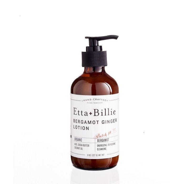 Image of Etta + Billie bottle of Bergamot Ginger Lotion with a pump top