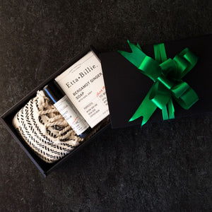 Black Gift Box with Green Ribbon-Gift Box-Etta + Billie