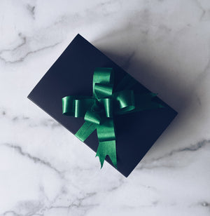 Black Gift Box with Emerald Green Ribbon