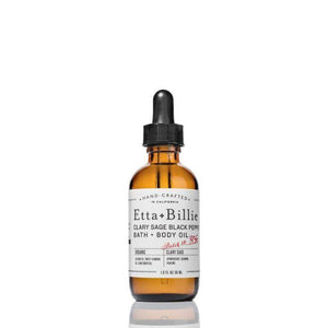 Clary Sage Black Pepper Bath and Body Oil in 2oz Glass Bottle